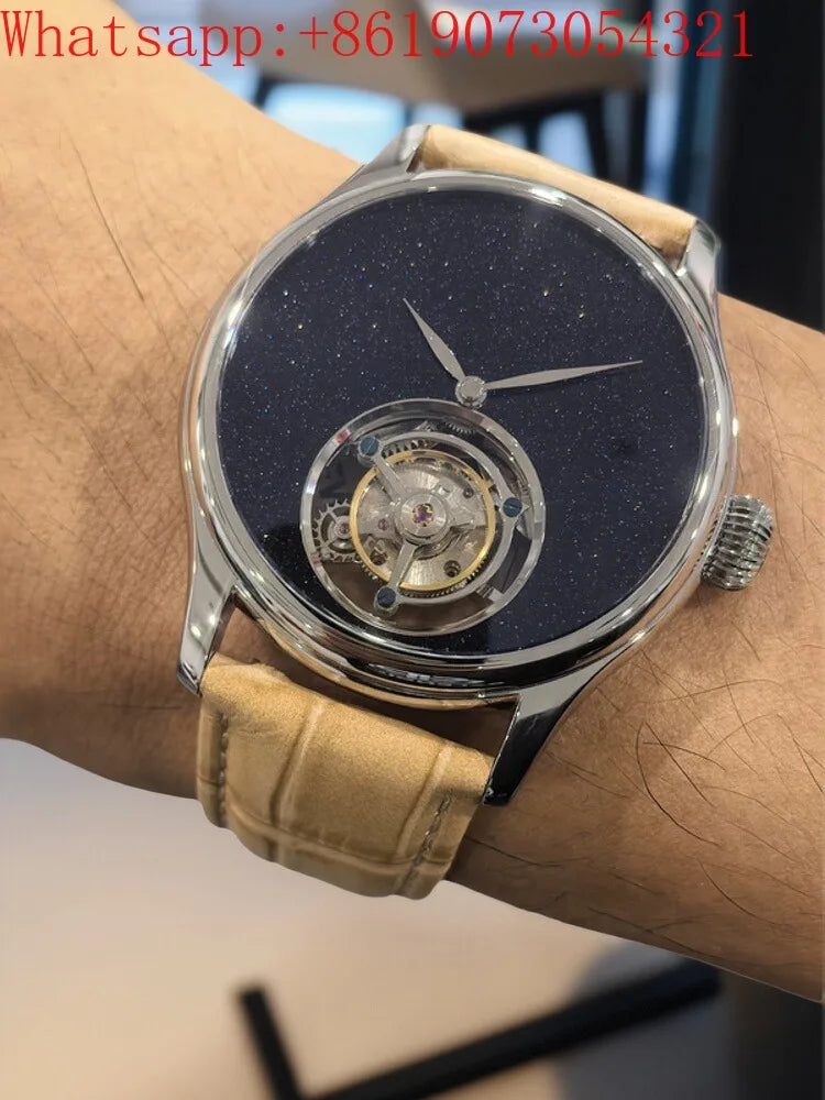 Customized 42mm Formal Light Luxury Business Tourbillon Manual Mechanical Watch for Men.