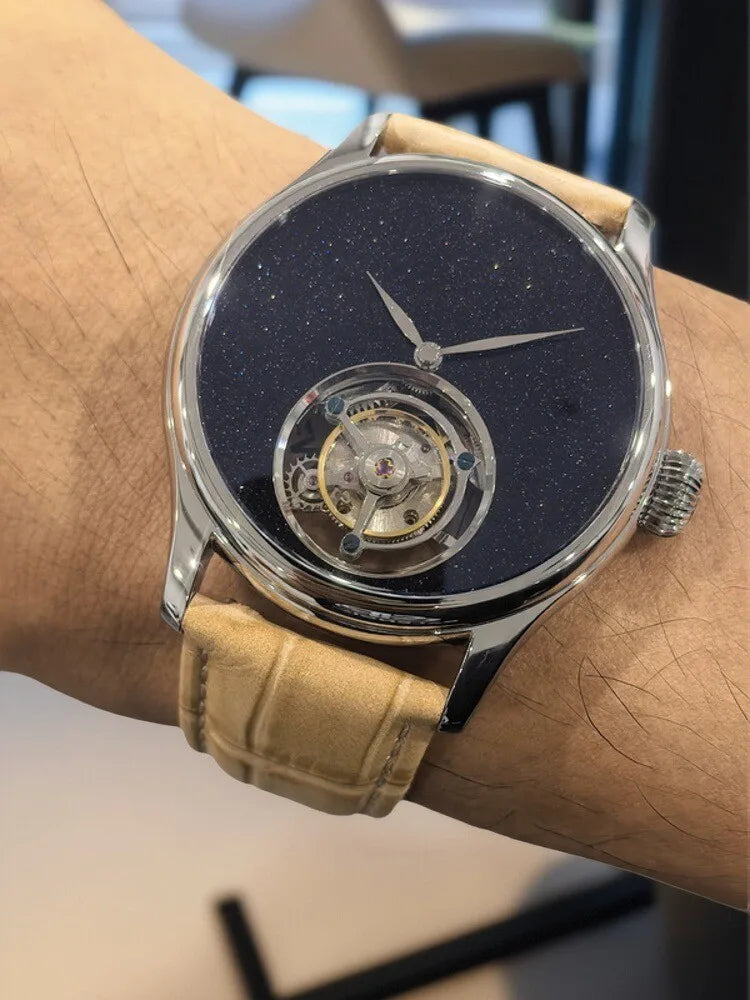 Customized 42mm Formal Light Luxury Business Tourbillon Manual Mechanical Watch for Men.