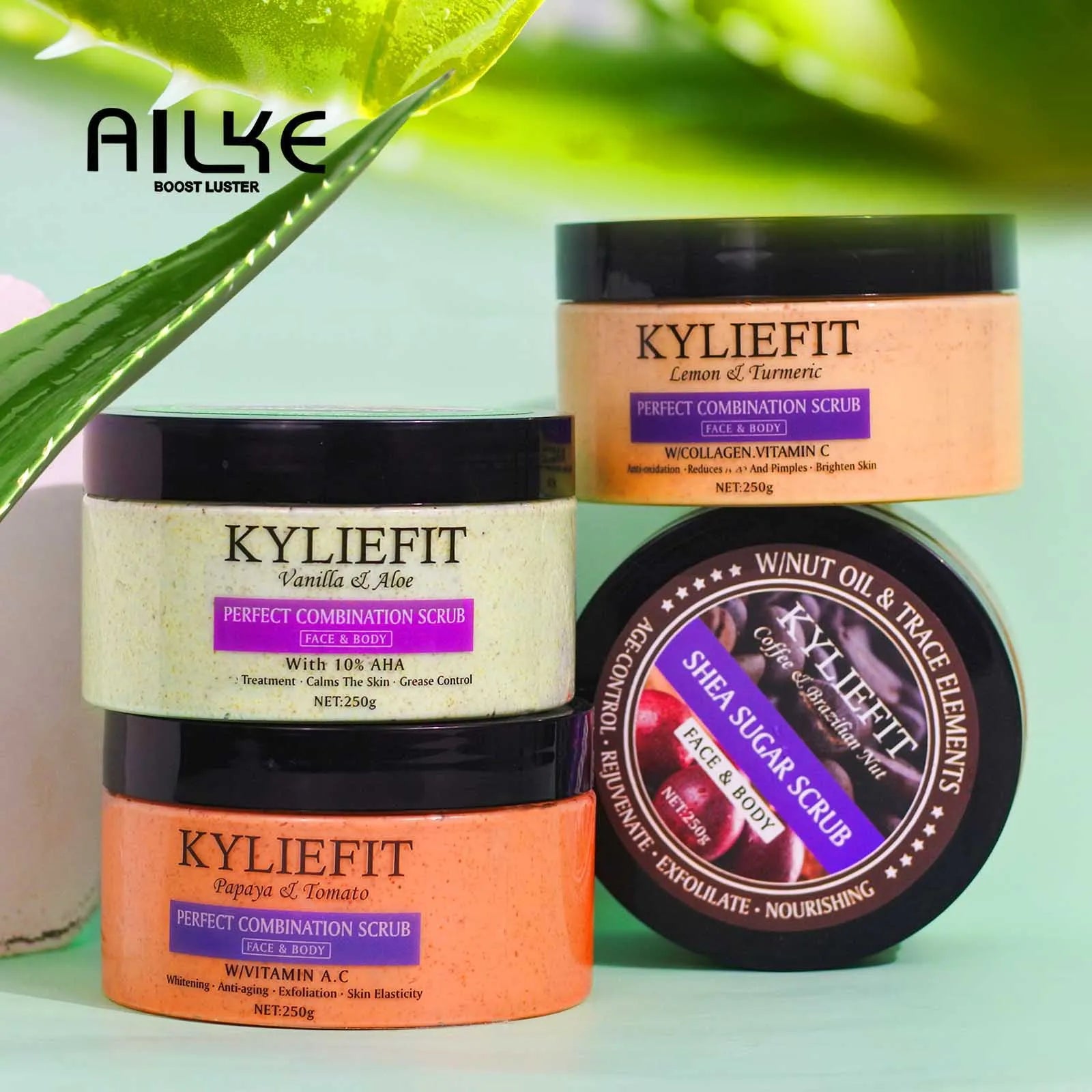 Kyliefit Natural Body Scrub - Moisturizing and Exfoliating Body, Face, Hand, Foot Scrub - Lightening, Fine Lines & Wrinkles, with Skin Glowing-Unisex
