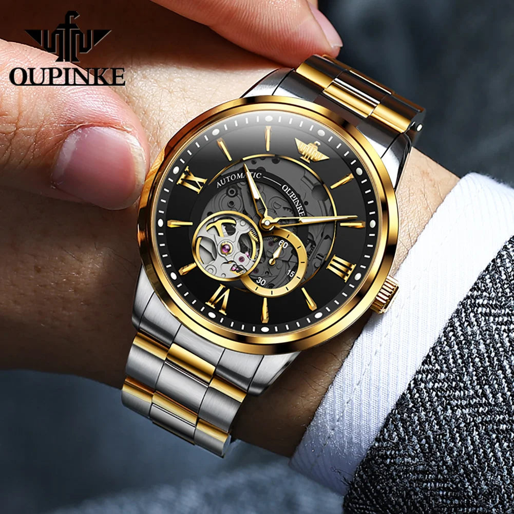 OUPINKE 3190 Automatic Mechanical Watch for Men with Optima Design and Sapphire Crystal Mirror Finish - DeRae's Shop For Goods