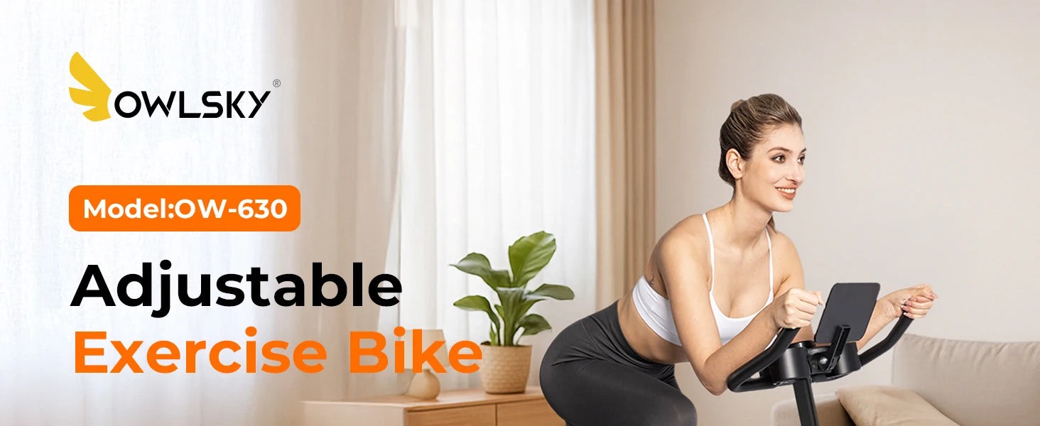 OWLSKY Exercise Bike, Stationary Indoor Cycling Bike for Home Gym with App, 300 LBS Weight Capacity & Magnetic Resistance Spin Bike with Bluetooth.