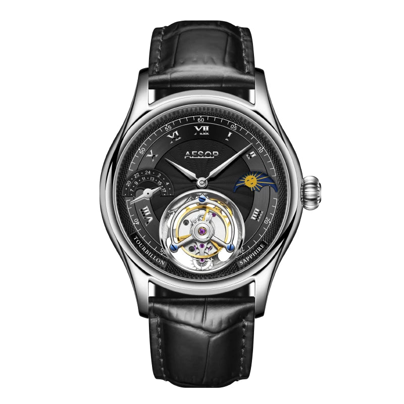 New 7027 Aesop Genuine Watch For Men- Multi-Function Tourbillon Moon Phase Brand Mechanical Men's Watches Luxury Sapphire Mirror