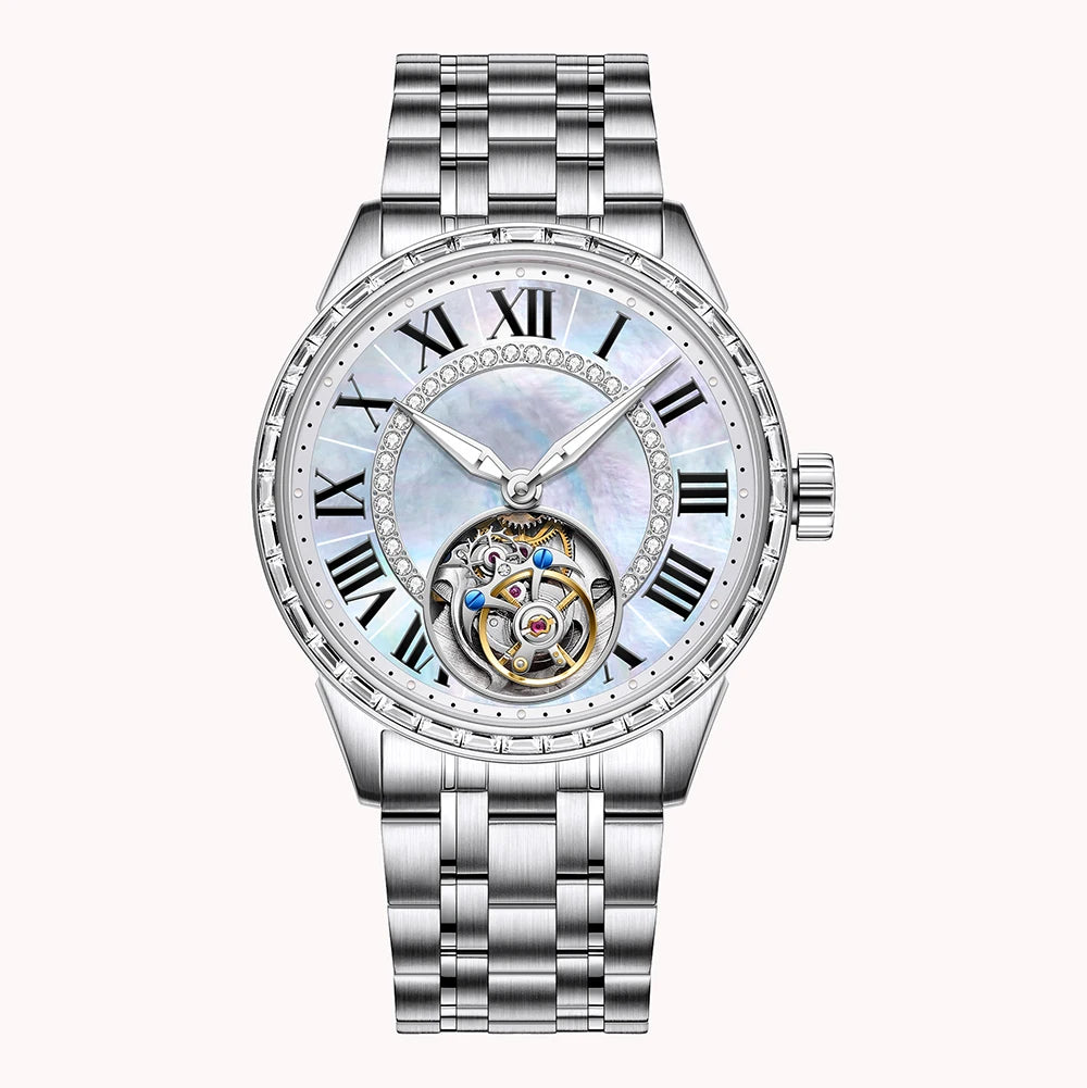 Raymondoya Original Tourbillon Watch- Fashion Men's Business Formal Luxury Skeleton Manual Mechanical Watch.