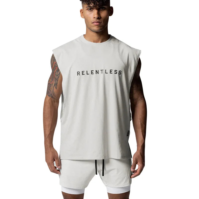 Men's Summer Cotton Casual Tank Top Gym Fitness Clothing- Sleeveless Shirt Bodybuilding Running Single Undershirt Workout Vest