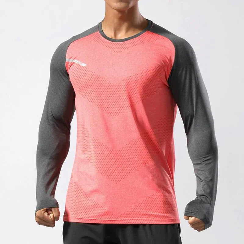 Shedoa Men's Sport Long Sleeve Tops- Quick Dry Fitness T-shirts for Bodybuilding, Gym, and Casual Skinny Elastic Breathability Sportswear